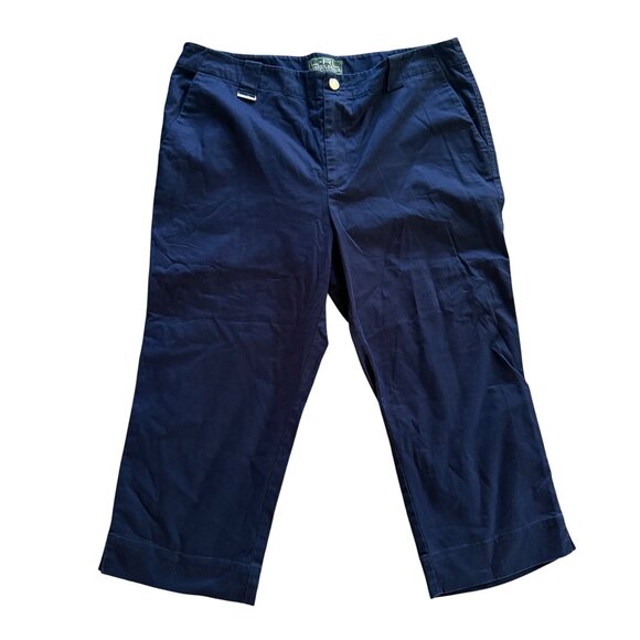 Lauren Ralph Lauren Womens Navy Capri Pants Size 12 Cotton/Elastane Blend - Picture 1 of 7